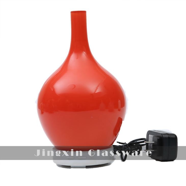 Red Color Glass Shade With Base Used In Home Decoration